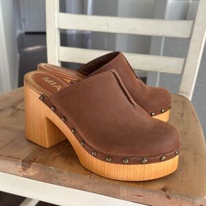 MIA Brown faux Leather Clogs